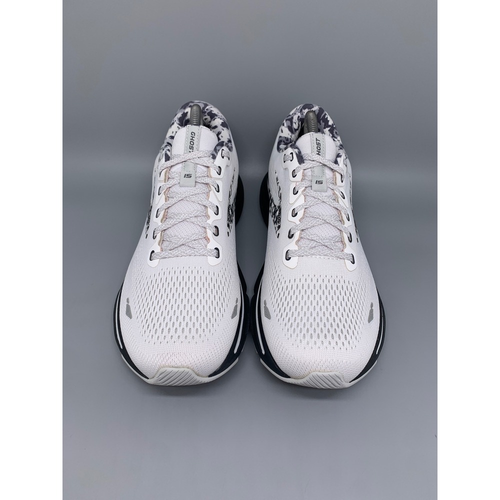 Brooks Ghost 15 White Black Grey Camo Running Shoes 1203801B149 Women's Sz 11 - Picture 2 of 10